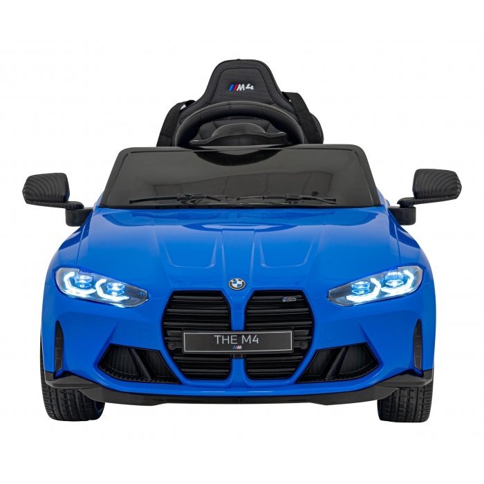 Masinuta electrica pentru copii BMW M4 albastru 70W cu telecomanda, amortizoare, lumini, panou audio, scaun piele si roti din spuma Eva – imaginea 6