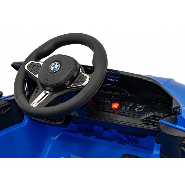 Masinuta electrica pentru copii BMW M4 albastru 70W cu telecomanda, amortizoare, lumini, panou audio, scaun piele si roti din spuma Eva – imaginea 7