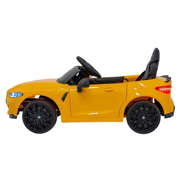 Masinuta electrica pentru copii BMW M4 galben70W cu telecomanda, amortizoare, lumini, panou audio, scaun piele si roti din spuma Eva – imaginea 2