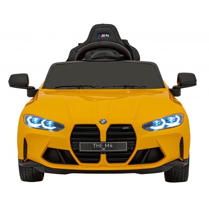Masinuta electrica pentru copii BMW M4 galben70W cu telecomanda, amortizoare, lumini, panou audio, scaun piele si roti din spuma Eva – imaginea 3