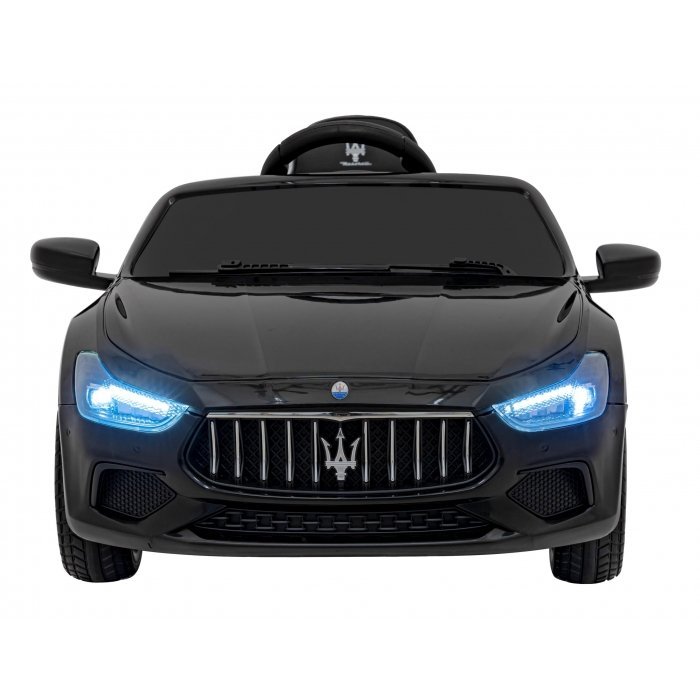 Masinuta electrica pentru copii Maserati Ghibli negru 60W cu telecomanda, pornire lenta, lumini, suspensii, panou audio, scaun piele si roti din spuma Eva – imaginea 6