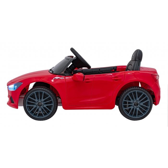 Masinuta electrica pentru copii Maserati Ghibli rosu 60W cu telecomanda, pornire lenta, lumini, suspensii, panou audio, scaun piele si roti din spuma Eva – imaginea 8