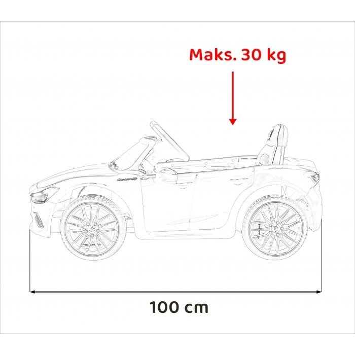 Masinuta electrica pentru copii Maserati Ghibli negru 60W cu telecomanda, pornire lenta, lumini, suspensii, panou audio, scaun piele si roti din spuma Eva – imaginea 4