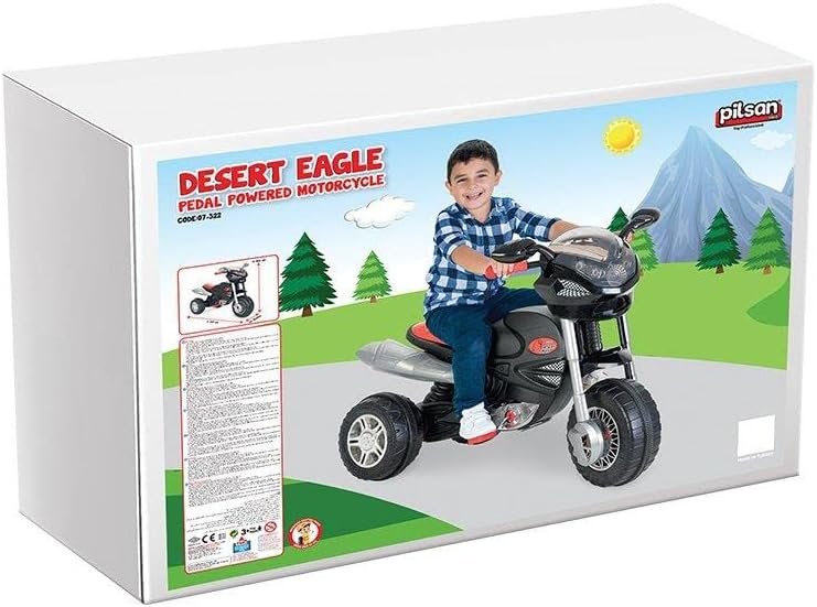 Motocicleta cu pedale pentru copii Pilsan Desert Eagle Black,detalii realistice,oglinzi retrovizoare,sezut ergonomic,greutate admisa 35 kg – imaginea 4
