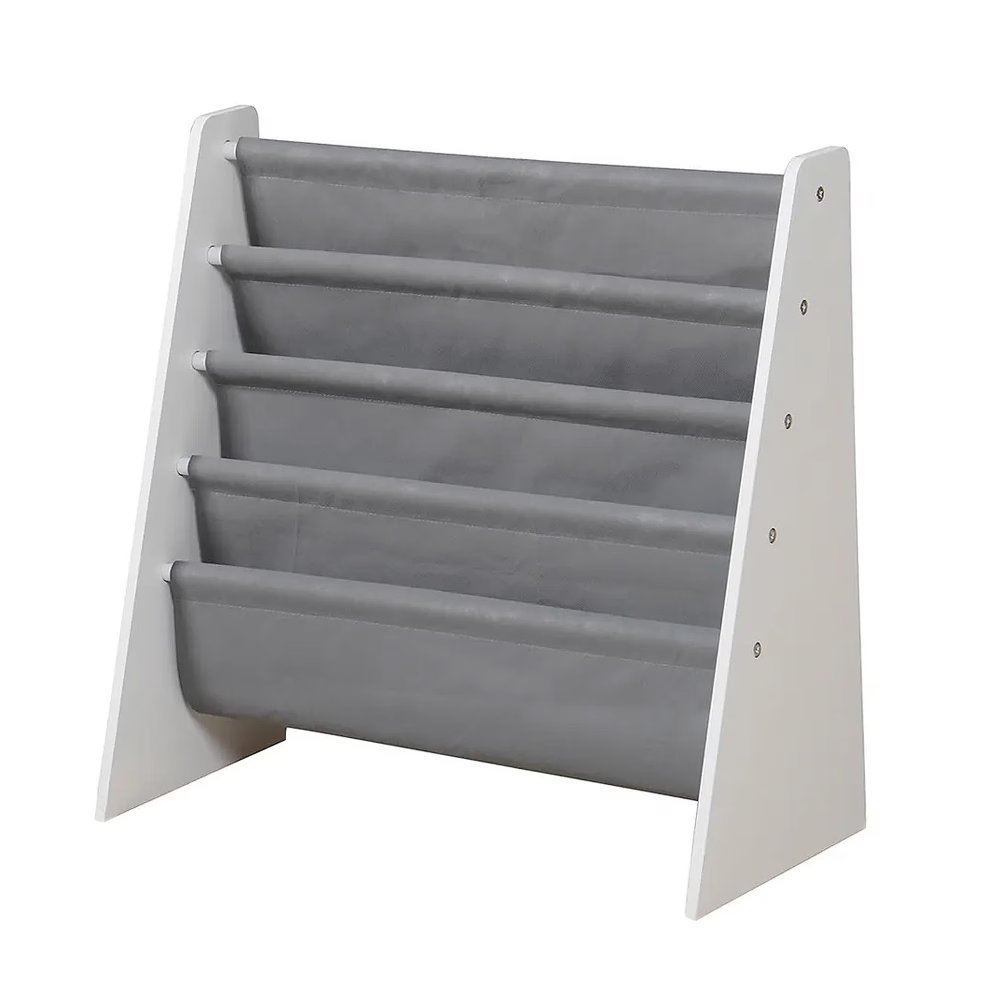 Organizator copii Ginger Home WhiteGrey cu rafturi pentru carti si reviste,material MDFtextil,potrivit pentru camera de zi, birou, centre pentru copii si gradinite ,dimensiune 62,7x28x60cm – imaginea 5