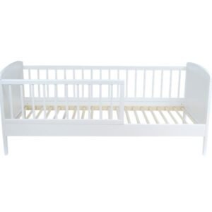 Pat din lemn cu protectii laterale Junior 140x70 cm Alb