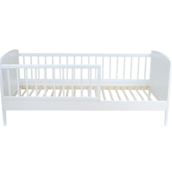 Pat din lemn cu protectii laterale Junior 140×70 cm Alb