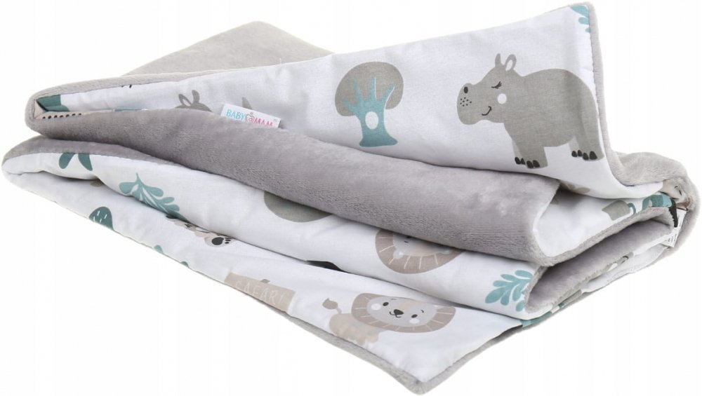 Paturica pentru copii BabyMam Safari realizata cu doua fete din bumbac si din plus pufos, dimensiune 75 x 50 cm – imaginea 2