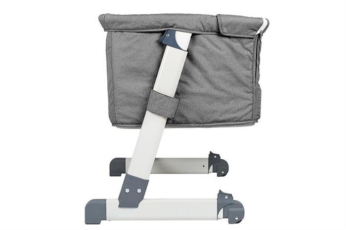 Patut co-sleeper pentru copii Together Grey 2 in 1 cu 6 trepte de reglare pe inaltime, laterala culisanta, roti, saltea inclusa, varsta 0 Luni+