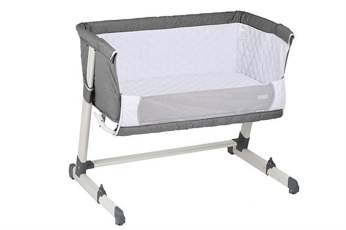 Patut co-sleeper pentru copii Together Grey 2 in 1 cu 6 trepte de reglare pe inaltime, laterala culisanta, roti, saltea inclusa, varsta 0 Luni+ – imaginea 3