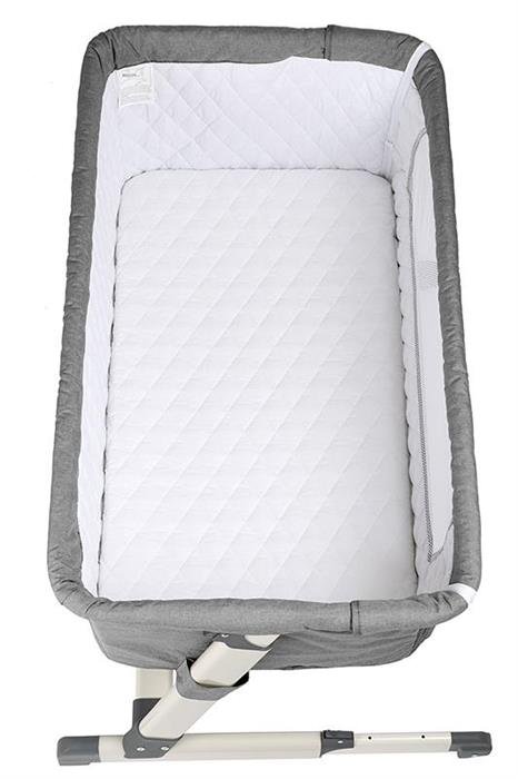 Patut co-sleeper pentru copii Together Grey 2 in 1 cu 6 trepte de reglare pe inaltime, laterala culisanta, roti, saltea inclusa, varsta 0 Luni+ – imaginea 4