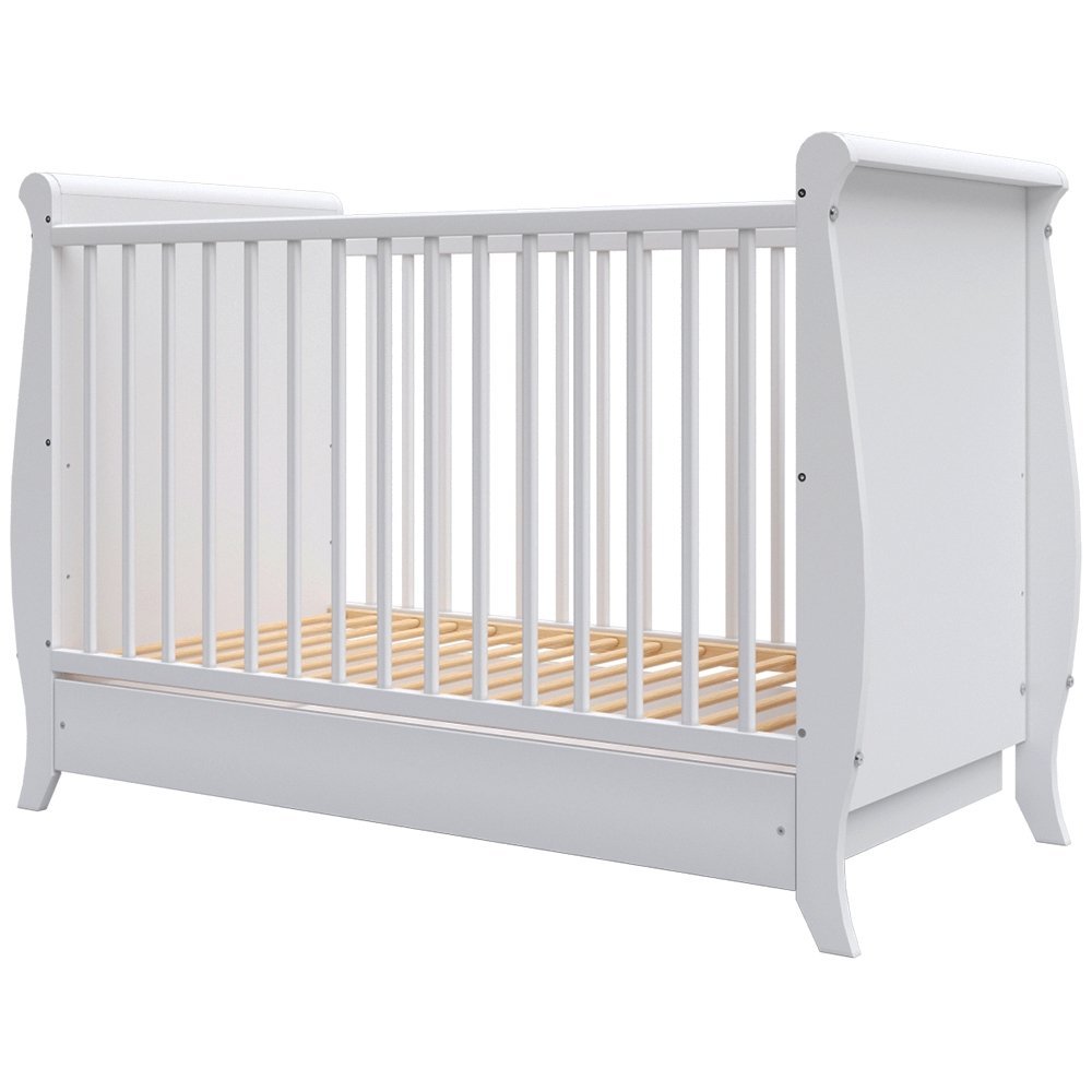 Patut copii din lemn Hubners Mara 120×60 cm alb cu sertar – imaginea 4