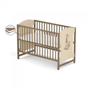 Patut fara sertar Vessanti Milo Girafa Crem cu maro + Saltea cocos 10 cm