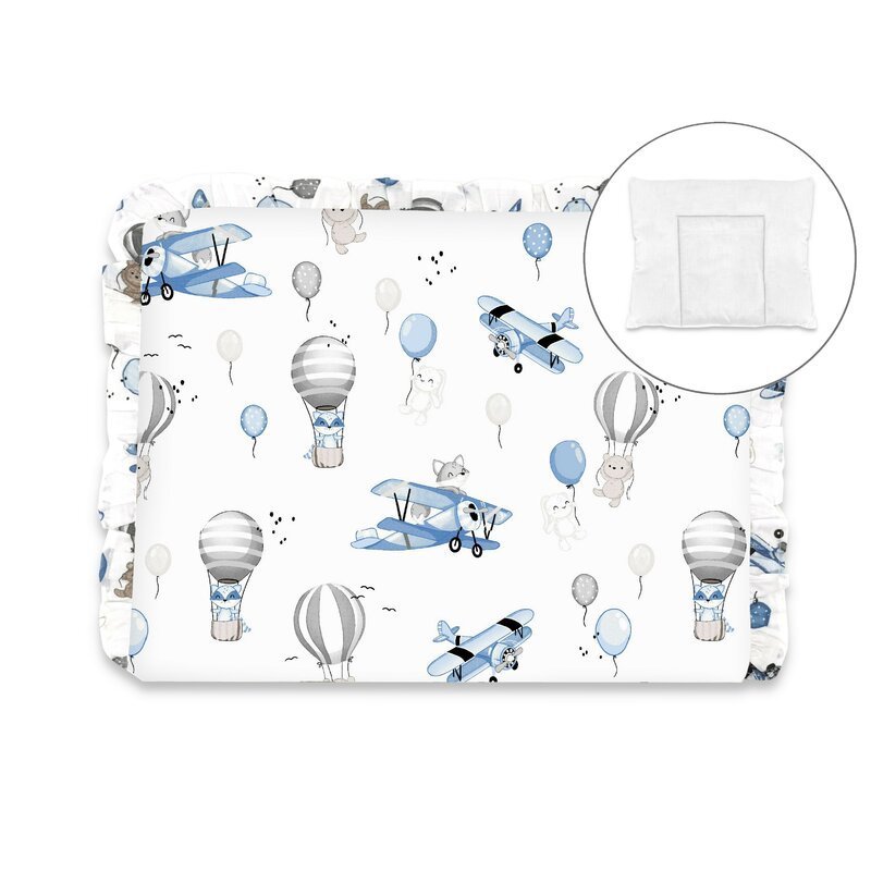 Perna clasica de dormit MimiNu cu husa detasabila cu fermoar din bumbac 30×40 cm blue plane – imaginea 2