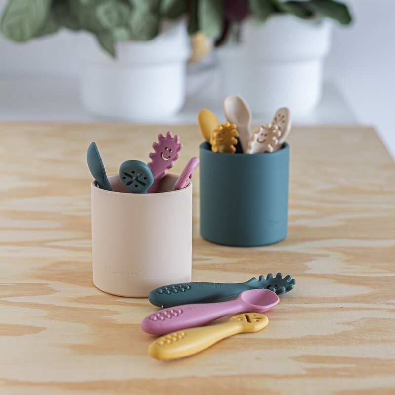 Set 3 lingurite PetiteMars din silicon bej – imaginea 3