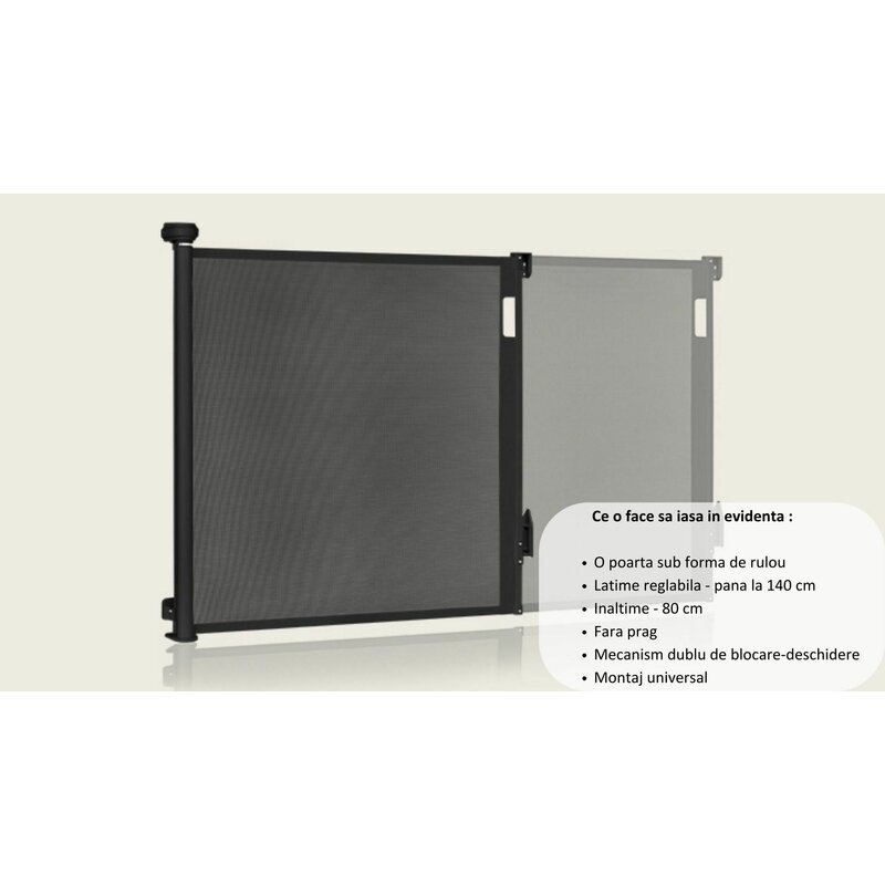 Poarta de siguranta Lionelo Thea 80×140 cm gri – imaginea 6