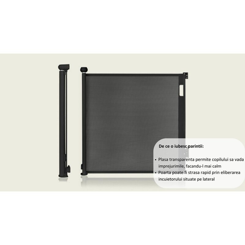 Poarta de siguranta Lionelo Thea 80×140 cm negru – imaginea 4