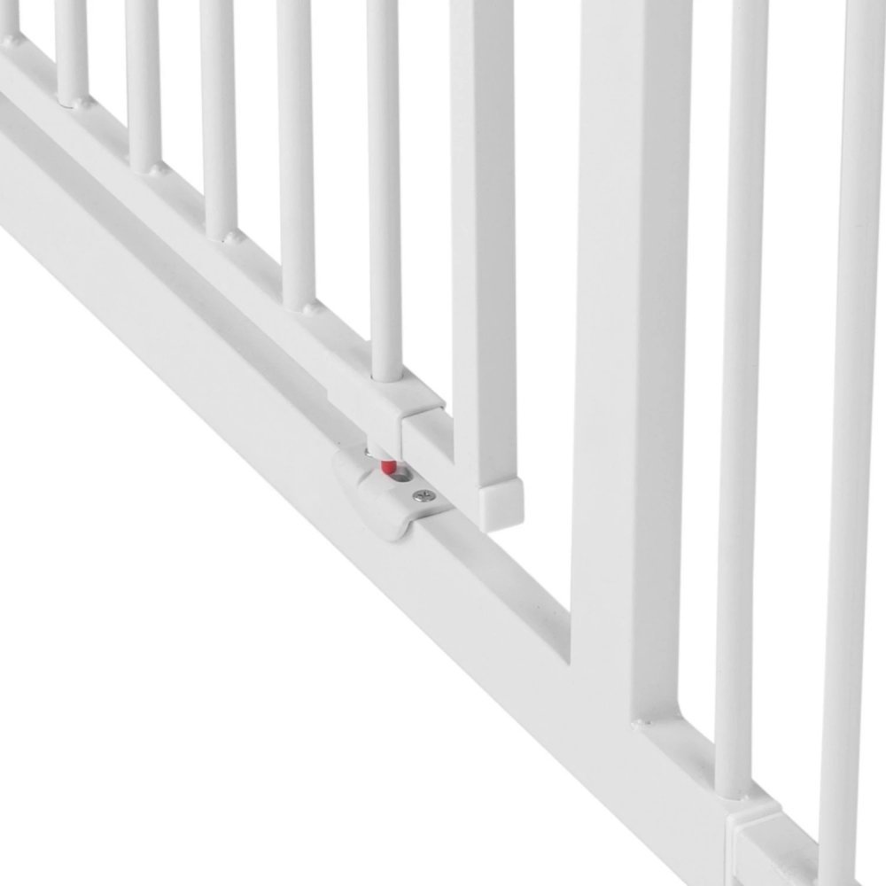 Poarta siguranta pentru copii Nukido Alb extensibila 75-85 cm, Montaj fara gaurire, Deschidere pe ambele parti, Inchidere dubla – imaginea 5