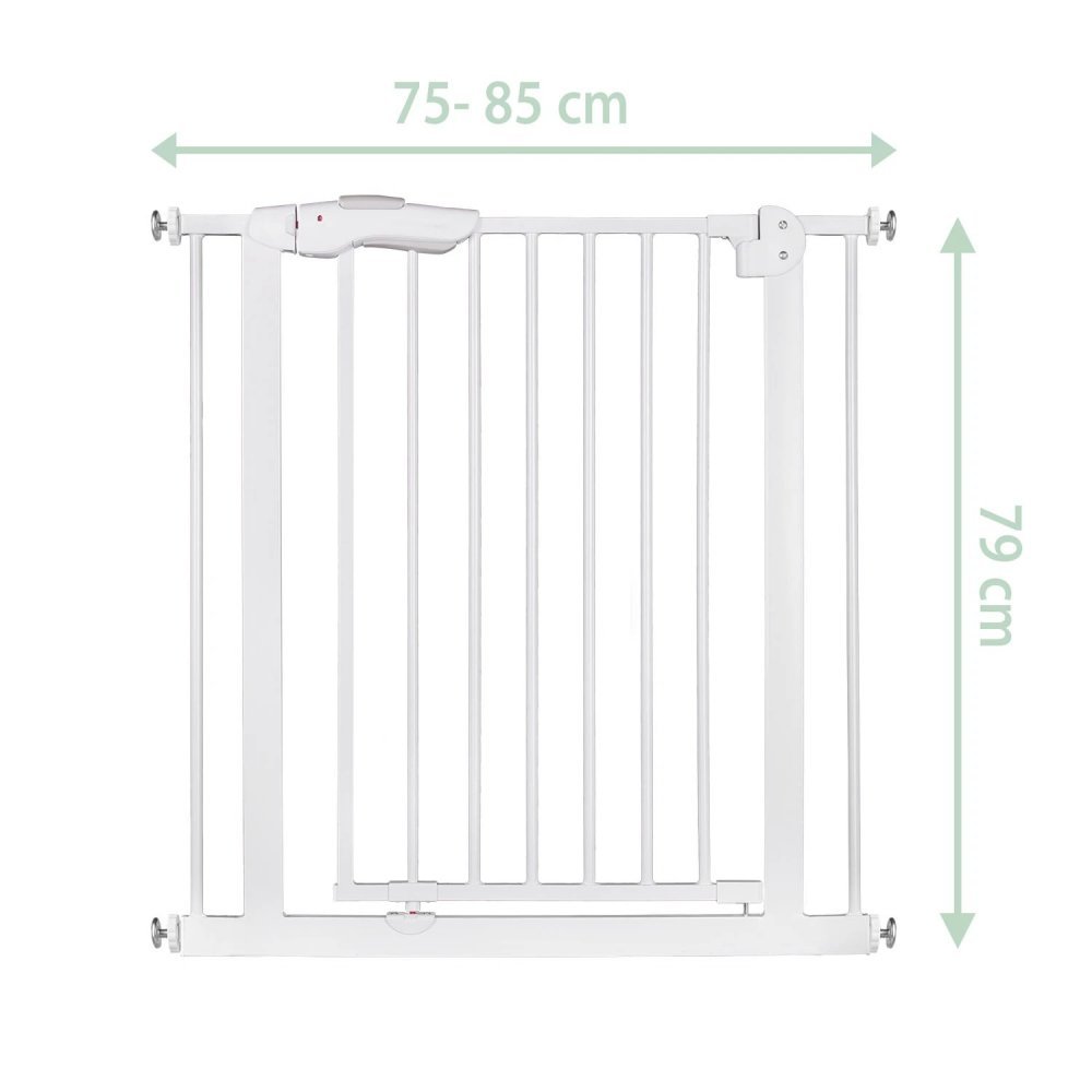 Poarta siguranta pentru copii Nukido Alb extensibila 75-85 cm, Montaj fara gaurire, Deschidere pe ambele parti, Inchidere dubla – imaginea 8