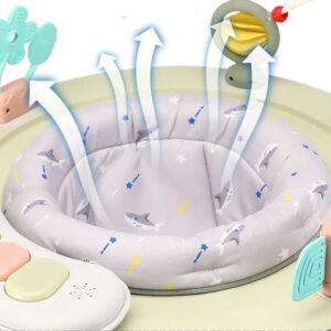 Premergator bebelusi Little Mom Activity Pink, pliabil, educational, cu panou interactiv, sezut rotativ 360 grade, roti pivotante silentioase, dimensiune 68 x 68 x 50 cm
