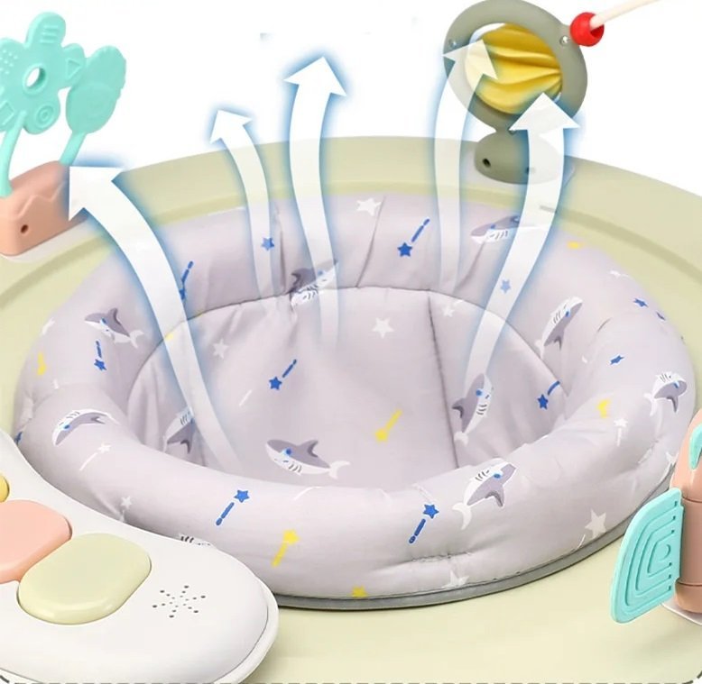 Premergator bebelusi Little Mom Activity Yellow, pliabil, educational, cu panou interactiv, sezut rotativ 360 grade, roti pivotante silentioase, dimensiune 68 x 68 x 50 cm – imaginea 4