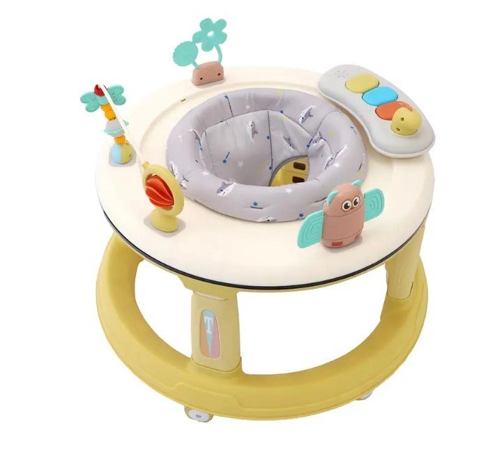 Premergator bebelusi Little Mom Activity Yellow, pliabil, educational, cu panou interactiv, sezut rotativ 360 grade, roti pivotante silentioase, dimensiune 68 x 68 x 50 cm – imaginea 5