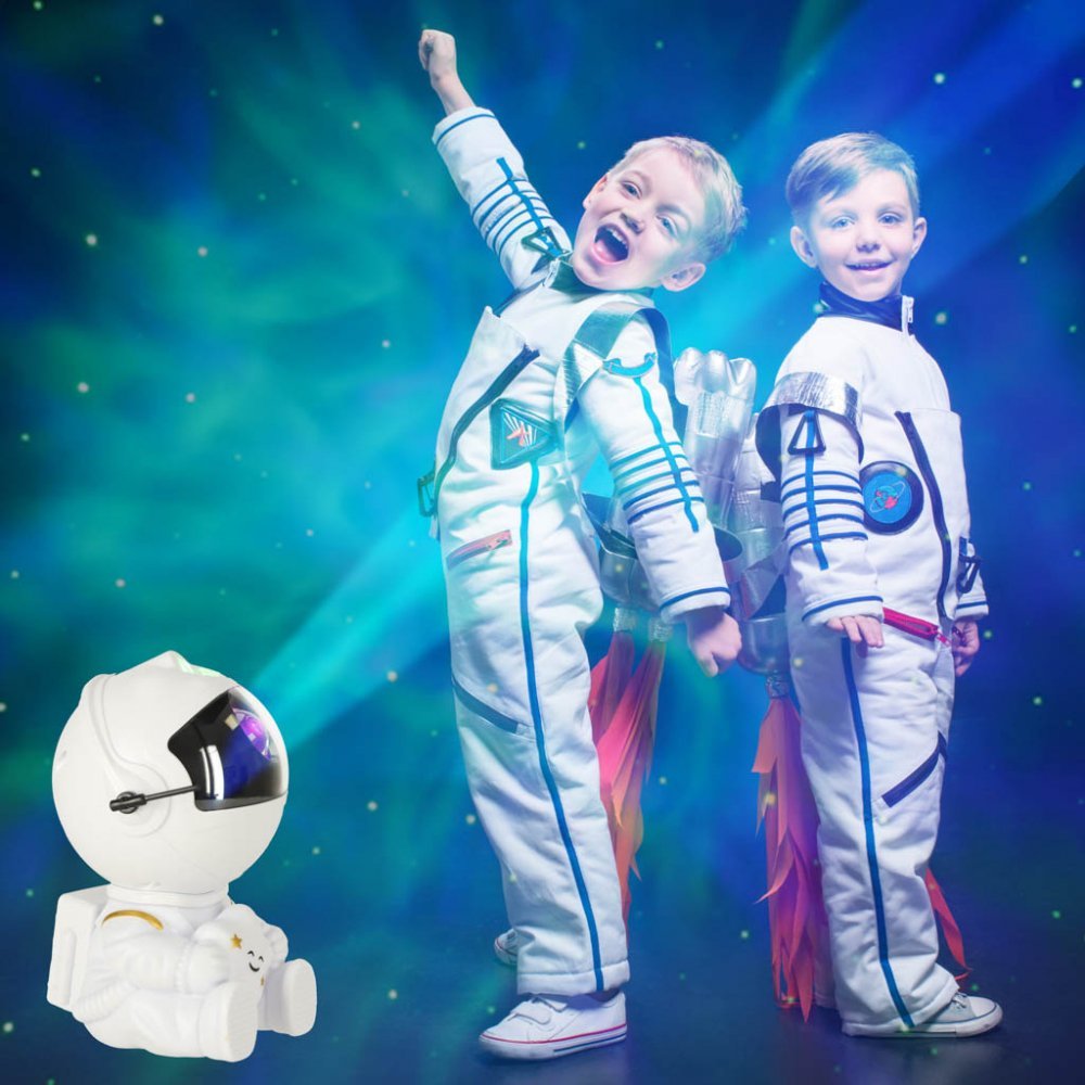 Proiector decorativ Astronaut Star cu cap rotativ 360 grade si telecomanda white – imaginea 6