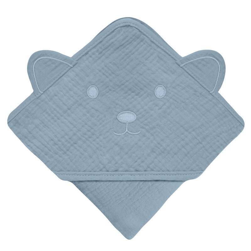 Prosop de baie Lionelo cu gluga din muselina 100 bumbac 80×80 cm albastru – imaginea 2