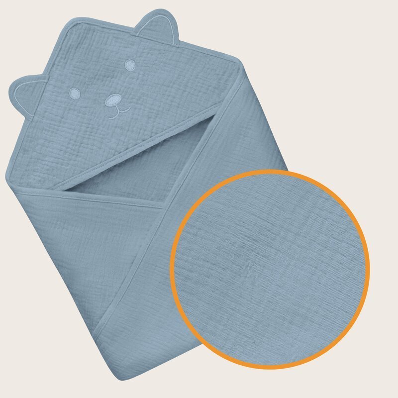 Prosop de baie Lionelo cu gluga din muselina 100 bumbac 80×80 cm albastru – imaginea 3