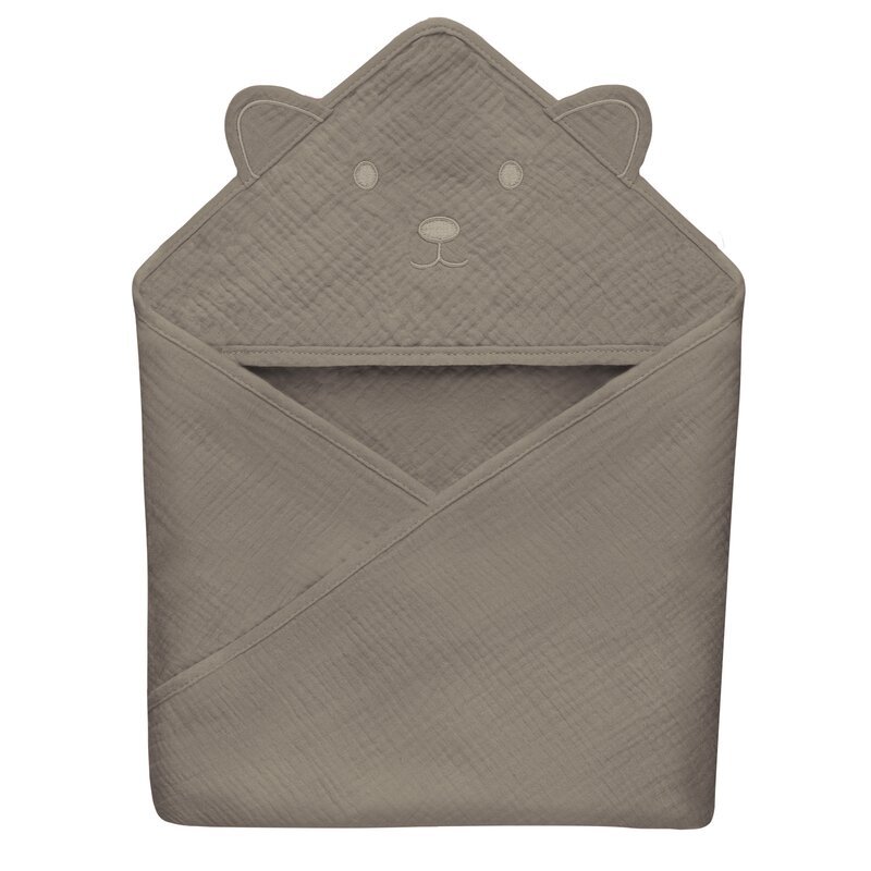 Prosop de baie Lionelo cu gluga din muselina 100 bumbac 80×80 cm bej inchis – imaginea 7