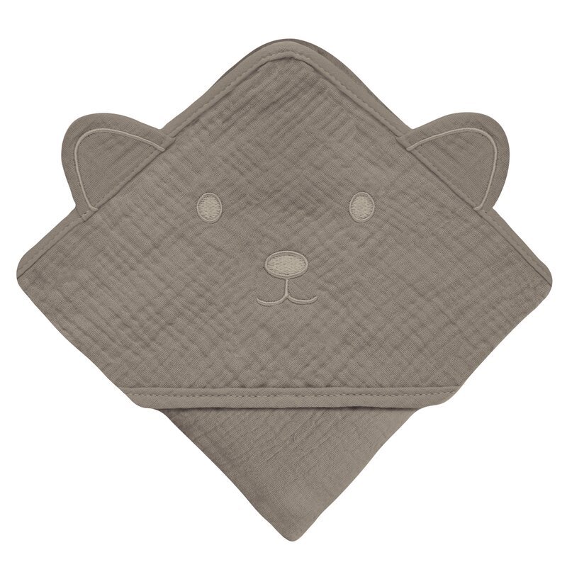 Prosop de baie Lionelo cu gluga din muselina 100 bumbac 80×80 cm bej inchis
