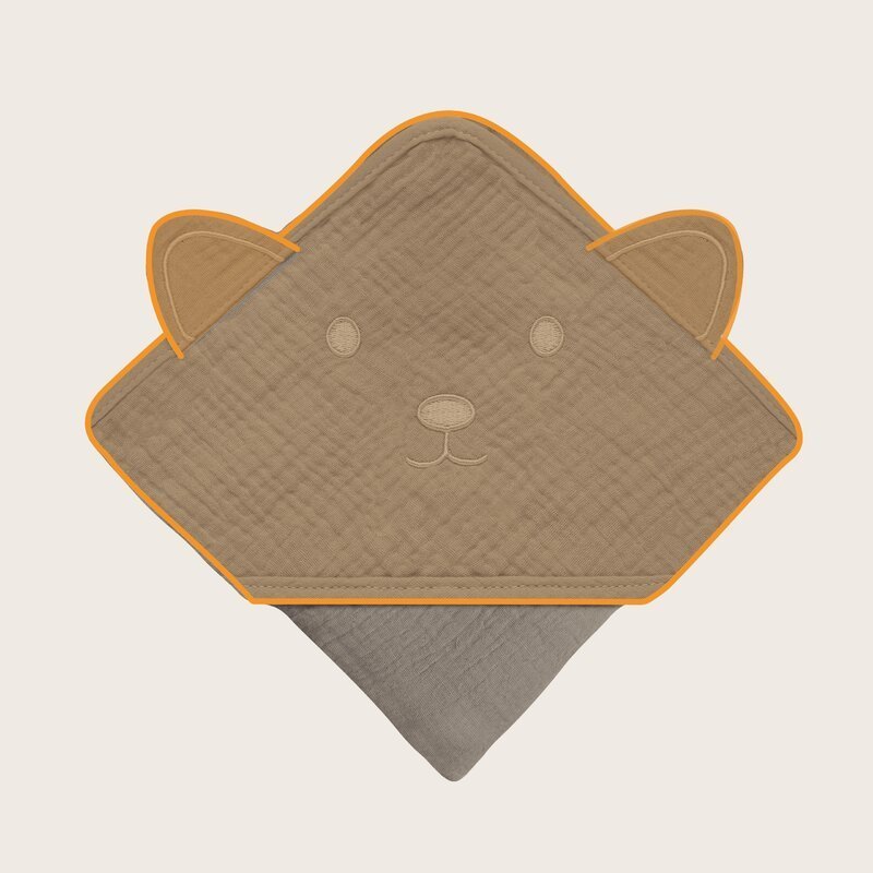 Prosop de baie Lionelo cu gluga din muselina 100 bumbac 80×80 cm bej inchis – imaginea 5