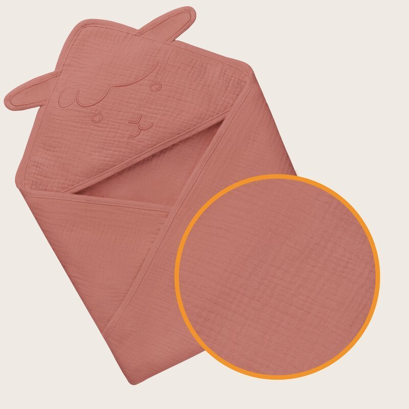 Prosop de baie Lionelo cu gluga din muselina 100 bumbac 80×80 cm rosu – imaginea 3