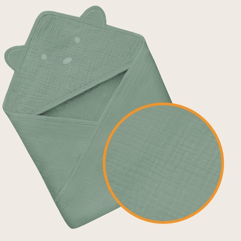 Prosop de baie Lionelo cu gluga din muselina 100 bumbac 80×80 cm verde – imaginea 3