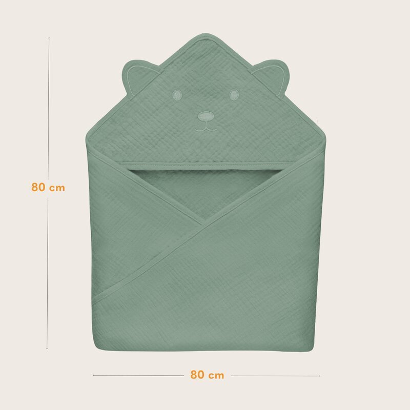 Prosop de baie Lionelo cu gluga din muselina 100 bumbac 80×80 cm verde – imaginea 6