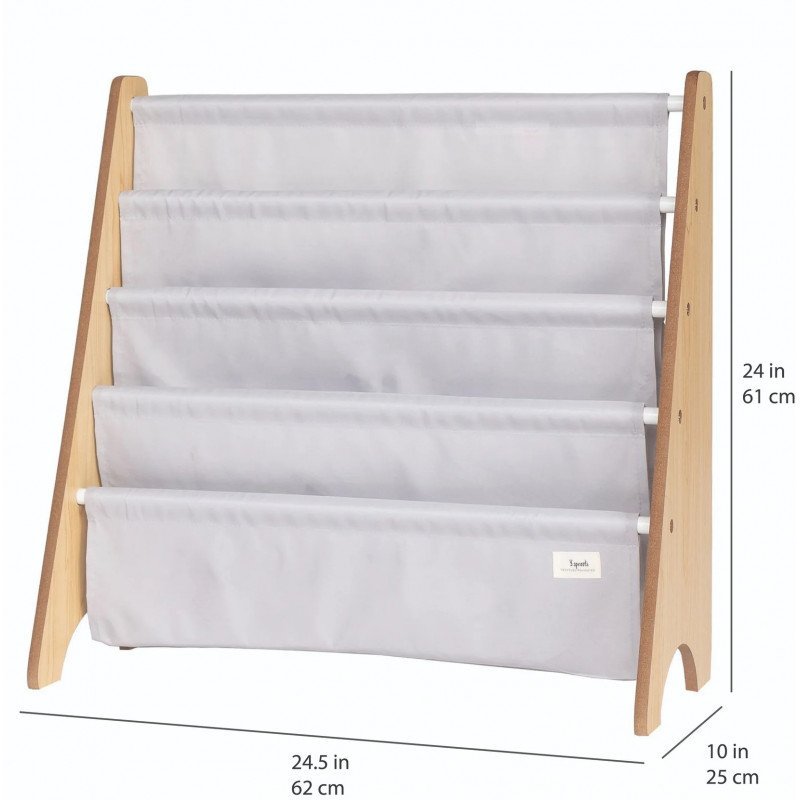 Raft organizator de carti pentru copii material reciclat gri 3 Sprouts – imaginea 3