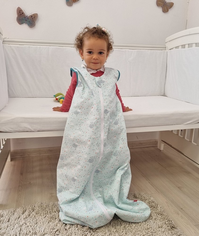 Sac de dormit copii 2.5 tog Sky Nap Blue din bumbac 85 cm