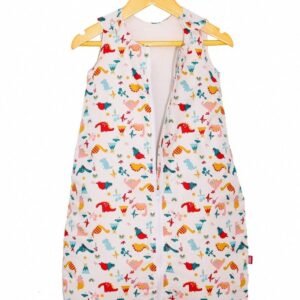 Sac de dormit copii 1.5 tog Cute Dinosaurs din bumbac 130 cm