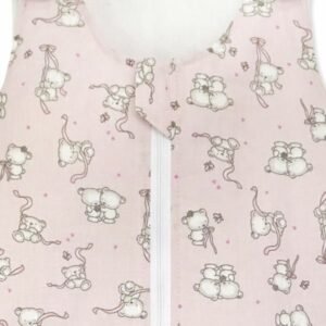 Sac de dormit copii 1.5 tog Loving Bear Pink din bumbac 60 cm