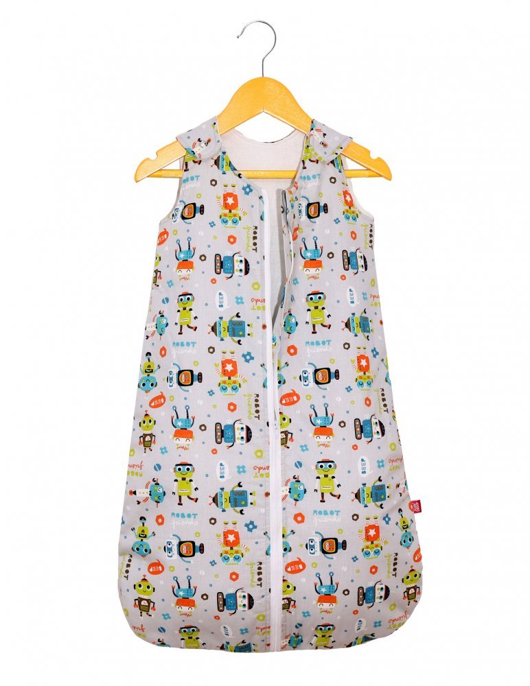 Sac de dormit copii 1.5 tog Robot Friends din bumbac 140 cm