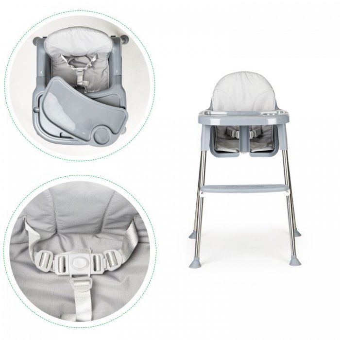 Scaun de masa 2 in 1 Ecotoys cu tapiterie Gri – imaginea 5