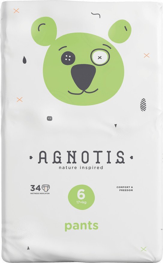 Scutece tip chilotel hipoalergenice Agnotis pants marime 6, 17+ kg 34 bucati – imaginea 5