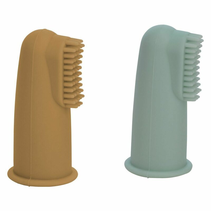 Set 2 periute de dinti pentru deget FreeON cu peri moi Silicon 0 luni+ greenochre – imaginea 4