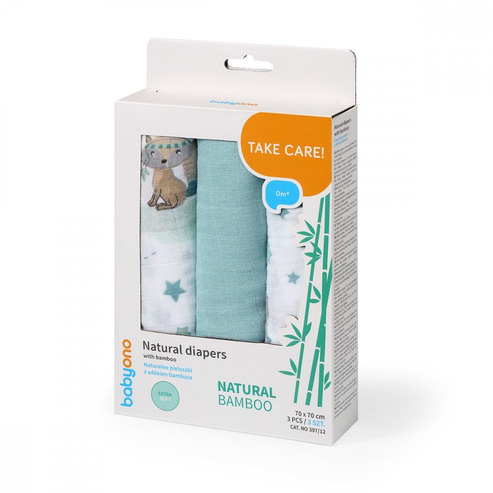 Set 3 scutece Babyono cu fibre bambus natural albastru – imaginea 2