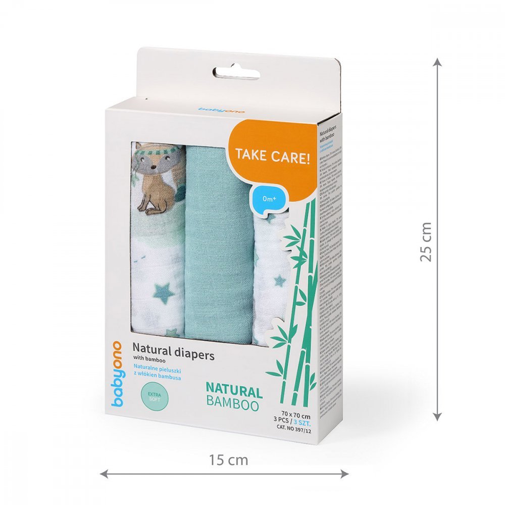 Set 3 scutece Babyono cu fibre bambus natural albastru – imaginea 3