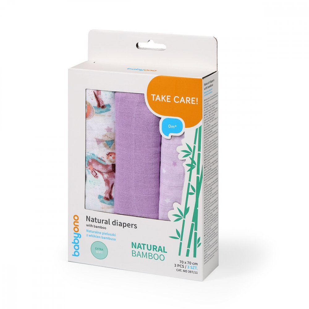 Set 3 scutece Babyono cu fibre bambus natural mov – imaginea 2