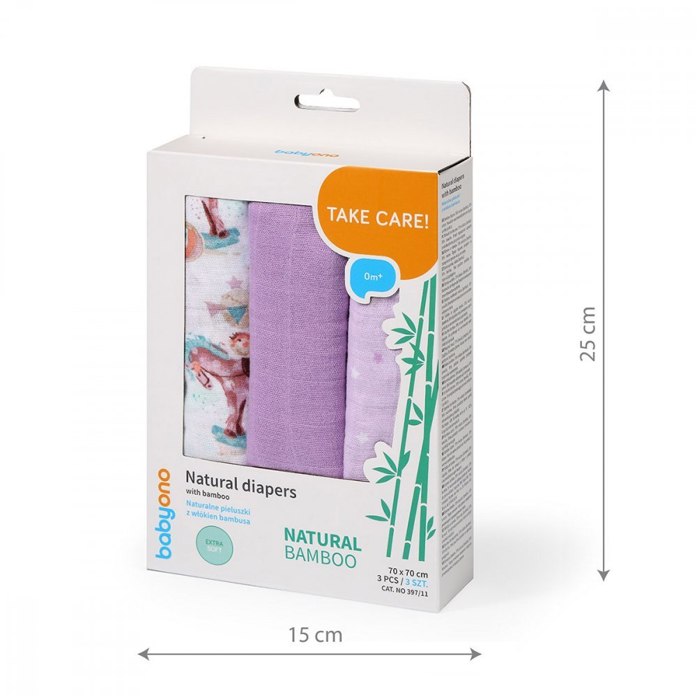 Set 3 scutece Babyono cu fibre bambus natural mov – imaginea 3