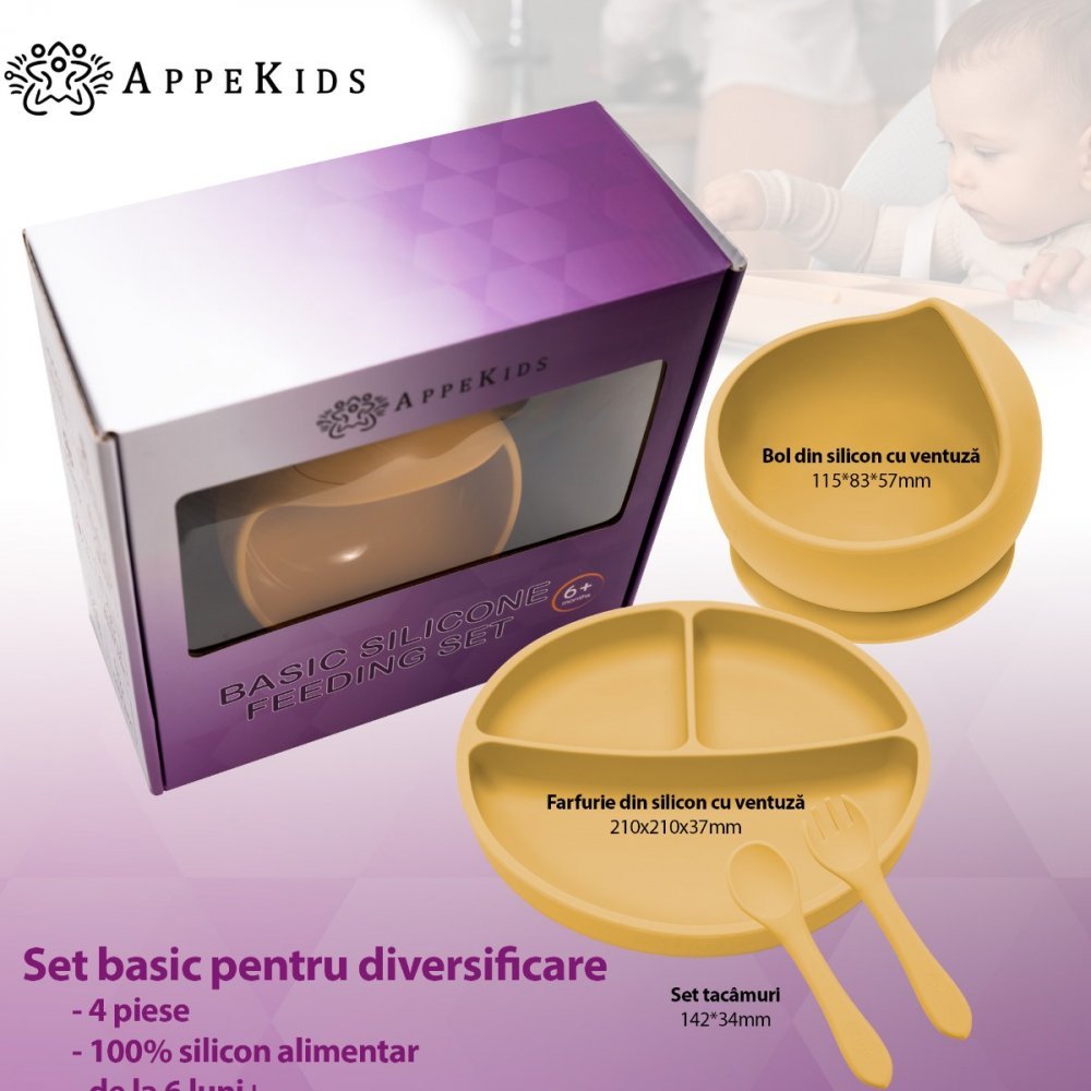 Set diversificare AppeKids din silicon Basic Honey – imaginea 2