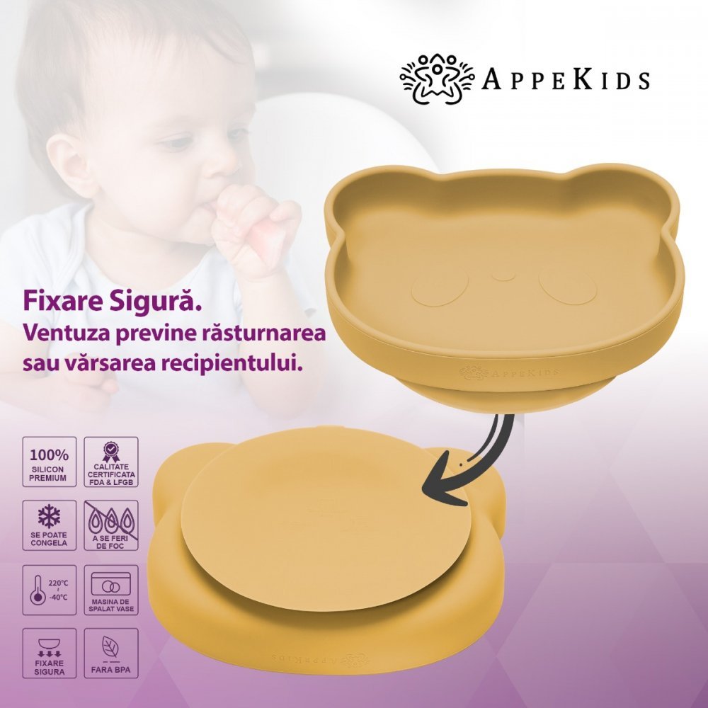 Set diversificare AppeKids din silicon 5 piese Panda Honey – imaginea 3
