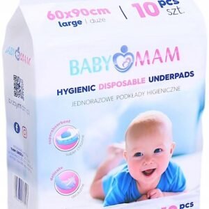 Set 10 aleze impermeabile pentru copii, BabyMam, utilizare multipla, de unica folosinta, masura large, dimensiune 60 x 90 cm